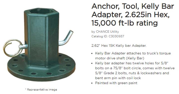 KELLY ADPT 2.62IN HEX 15K